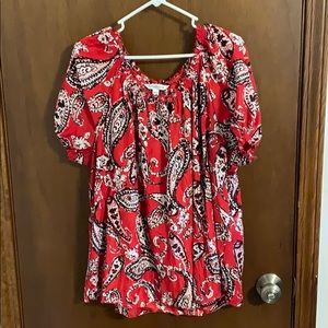 Croft and Barrow Red Paisley blouse